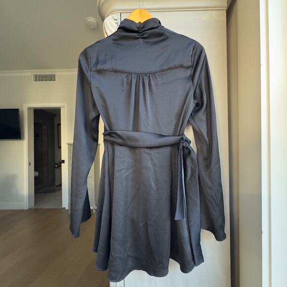 Free People Blouse Sz S Flowy Black Long Sleeve Wrap Top Textured Harley Tunic - Picture 3 of 10